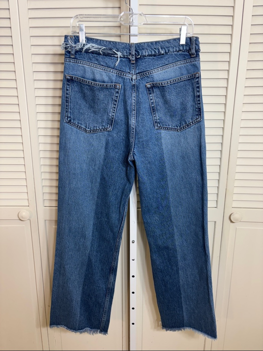 Reformation Two-Tone Reconstructed High Rise Distressed Straight Jeans Sz 30 - Picture 7 of 10